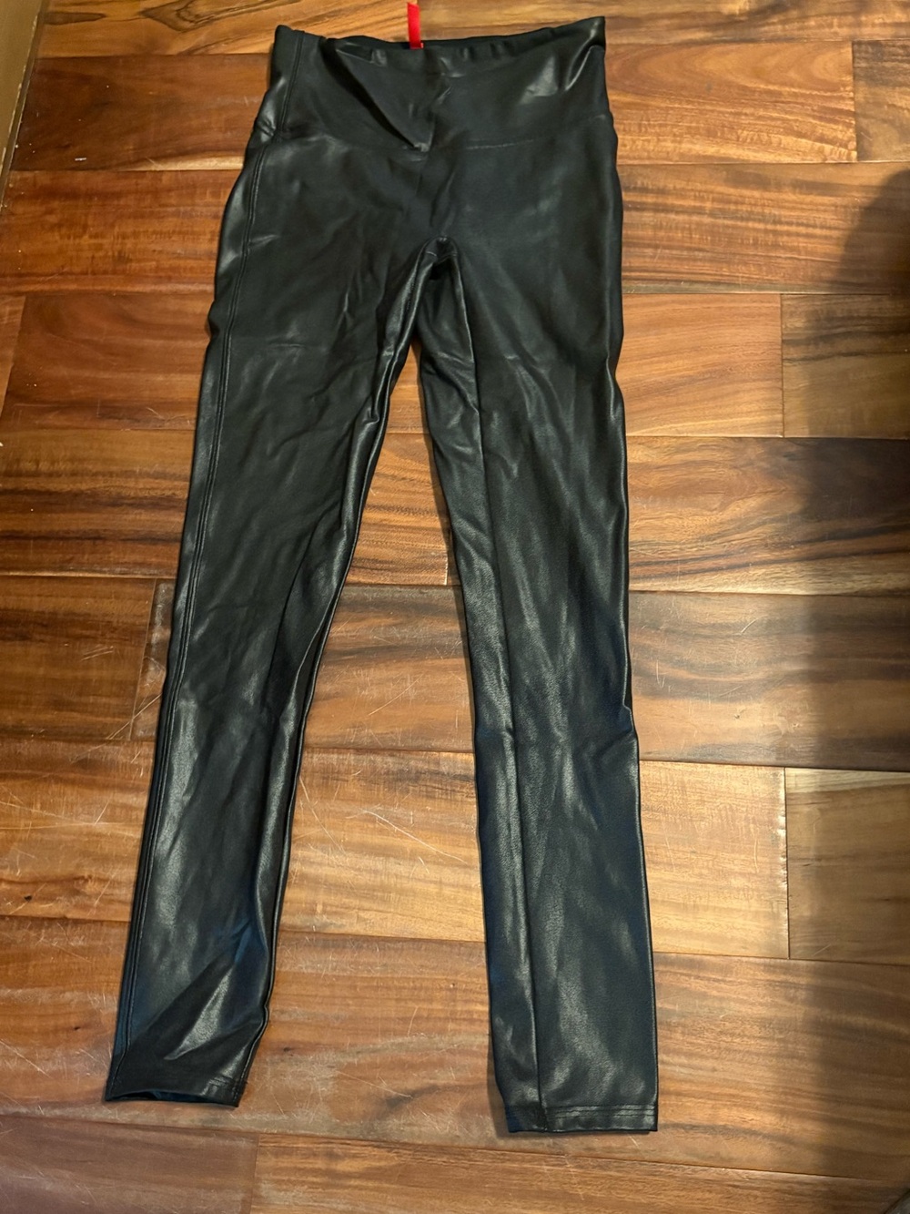 SPANX Faux Leather Leggings Petite Small Black High Rise Shaping Pants (0795)